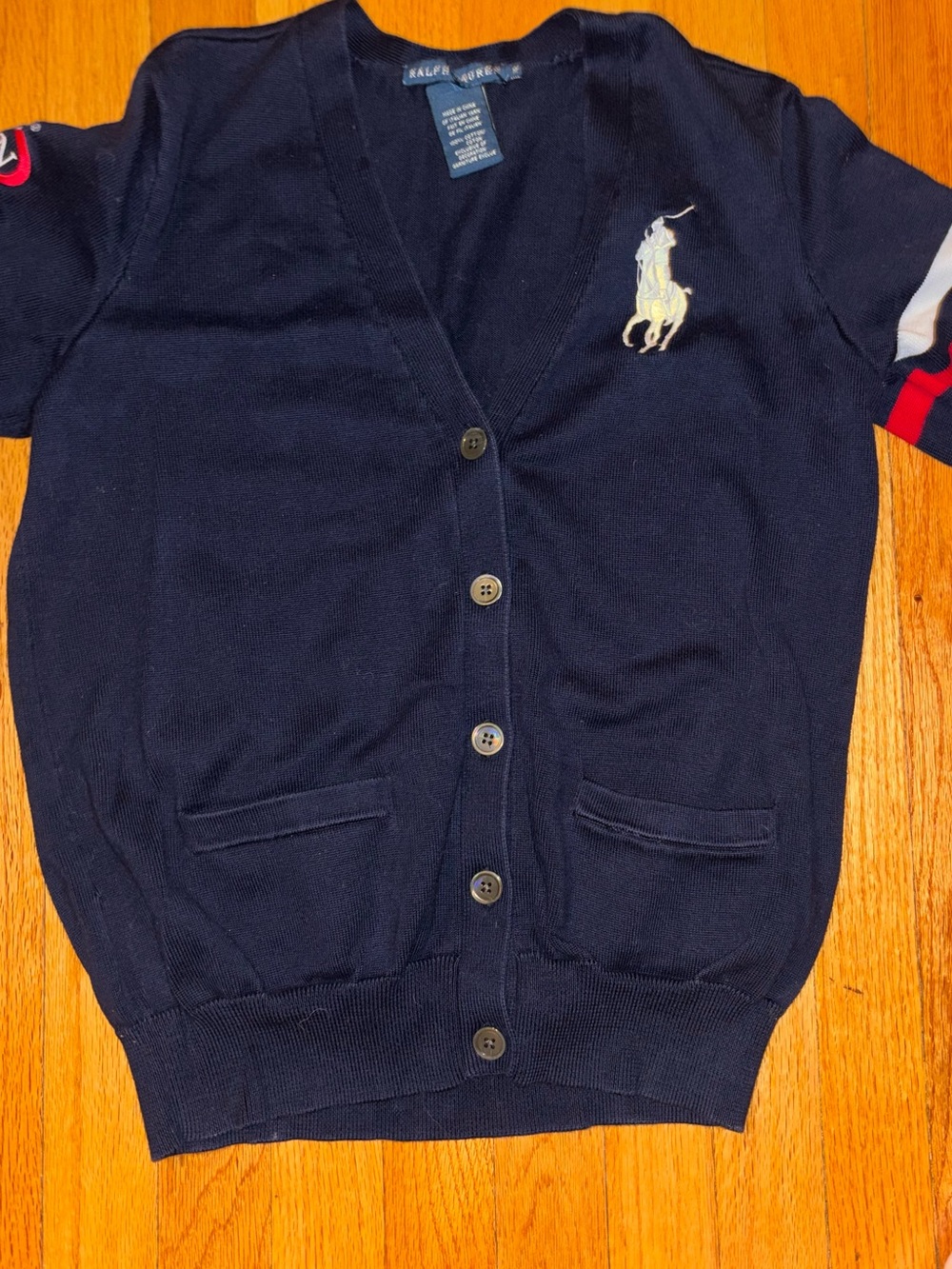 Ralph Lauren Women’s Navy Cotton 2013 US Open Cardigan – Size Medium - Picture 4 of 9